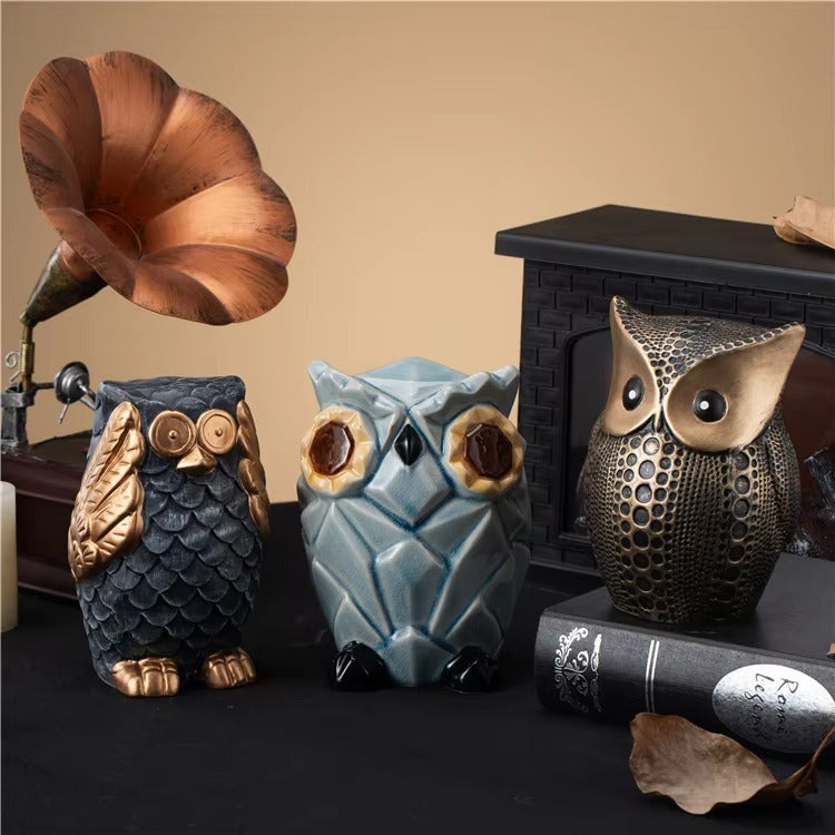 High Quality Creative Design Porcelain Owl Home Decoration Items Modern Animal Ceramic Decorations for Home