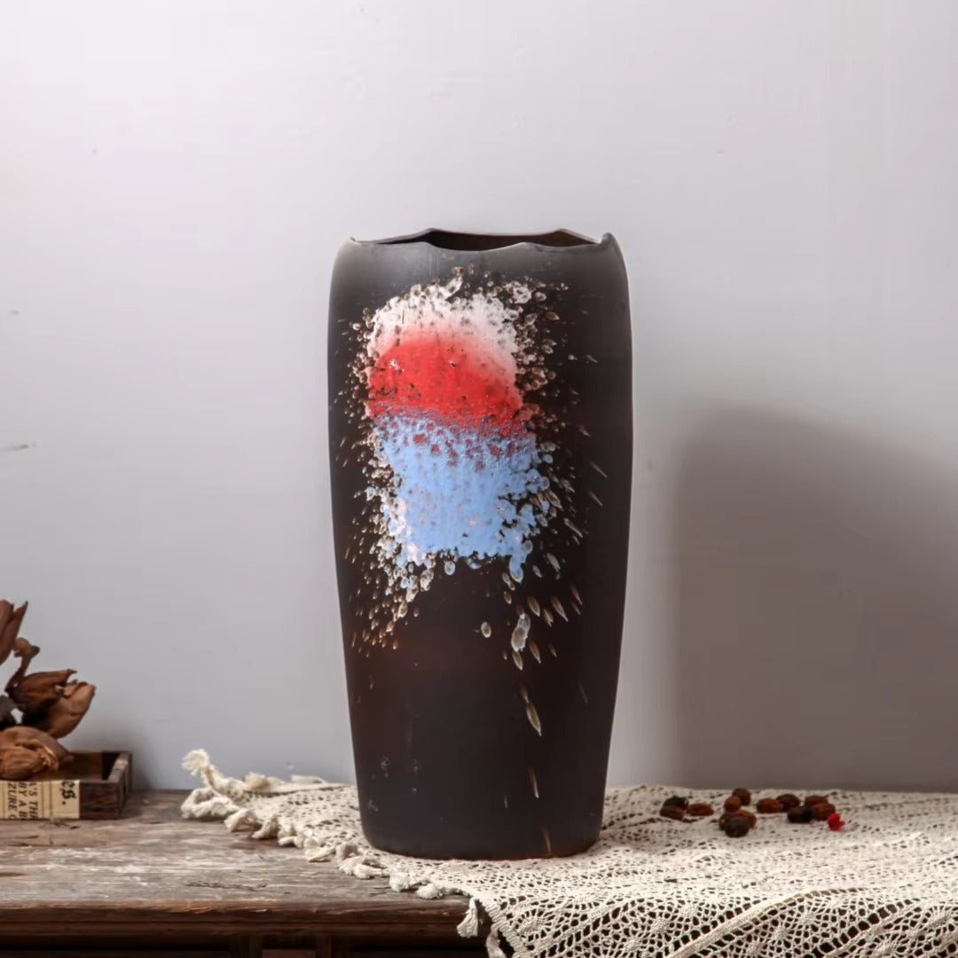 New Design Chinese Handmade Vases Rustic Pottery Shabby Chic Flower Retro Vintage Nordic Antique Ceramic Floor Vase