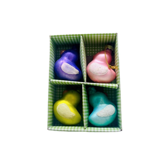 LED Lighted Mercury Glass Tabletop Easter Bunny Figurine Decoration Set/4