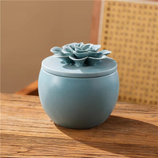 Creative Design Home Table Decor Ceramic Candle Jar Wedding Decorative Mini Candle Container Jar with Lid