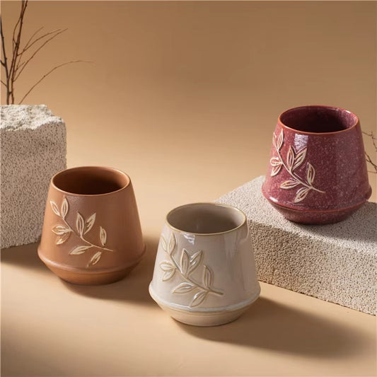Christmas Wedding Decoration Luxury Candle Cup Home Decor Embossed Ceramic Candle Jars in Bulk
