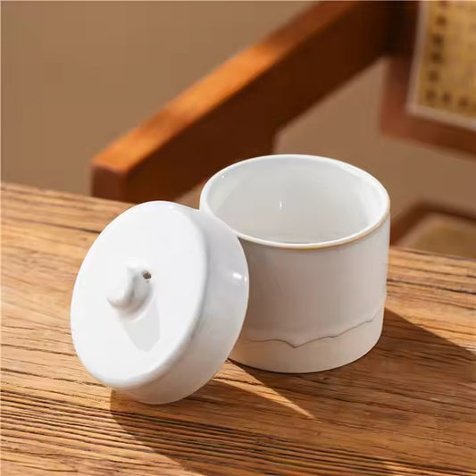 Custom logo Nordic Home Decoration Candle Vessel Soy Wax Scented White Ceramic Empty Candle Jars with Lid