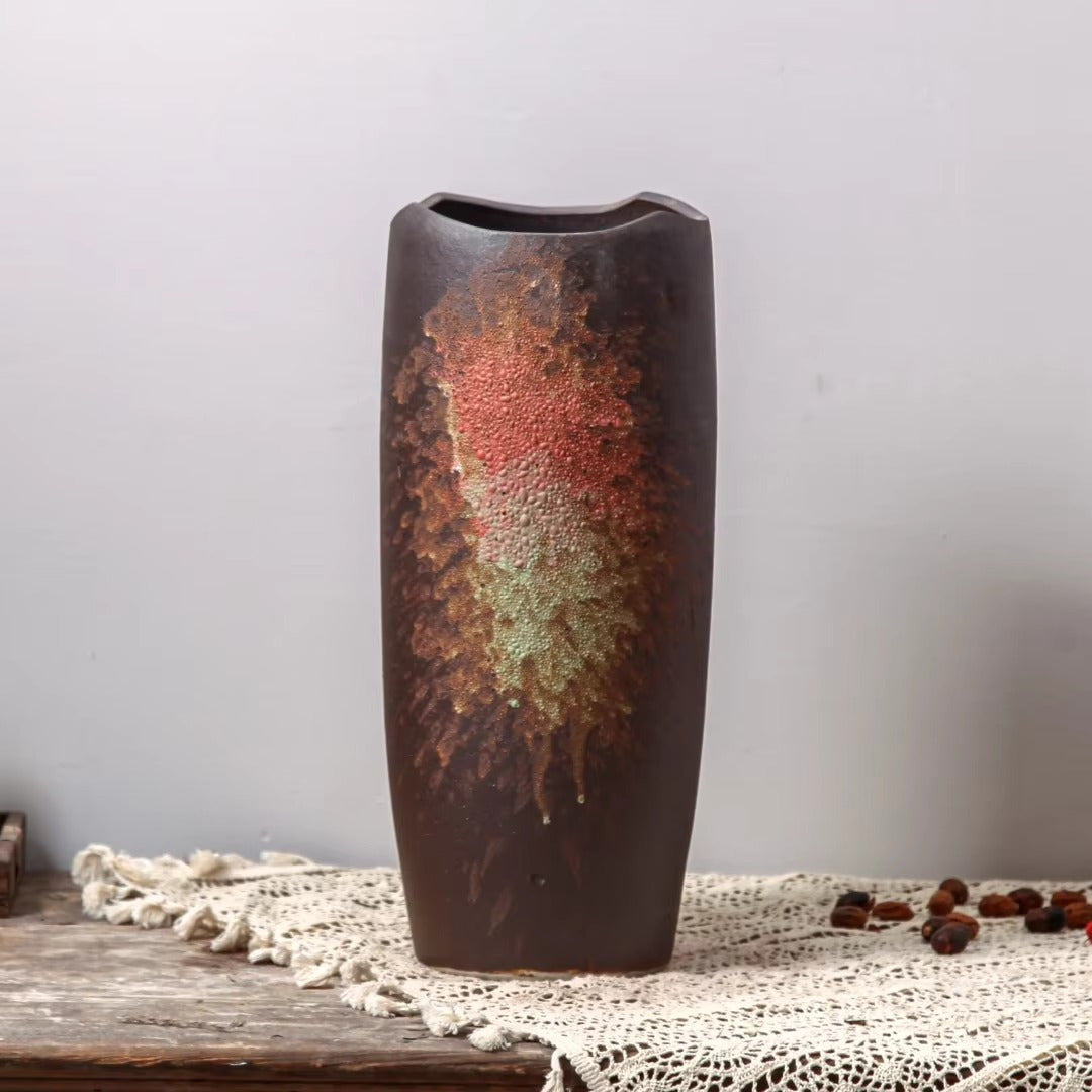 New Design Chinese Handmade Vases Rustic Pottery Shabby Chic Flower Retro Vintage Nordic Antique Ceramic Floor Vase