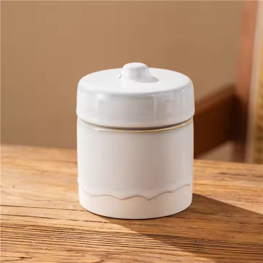 Custom logo Nordic Home Decoration Candle Vessel Soy Wax Scented White Ceramic Empty Candle Jars with Lid